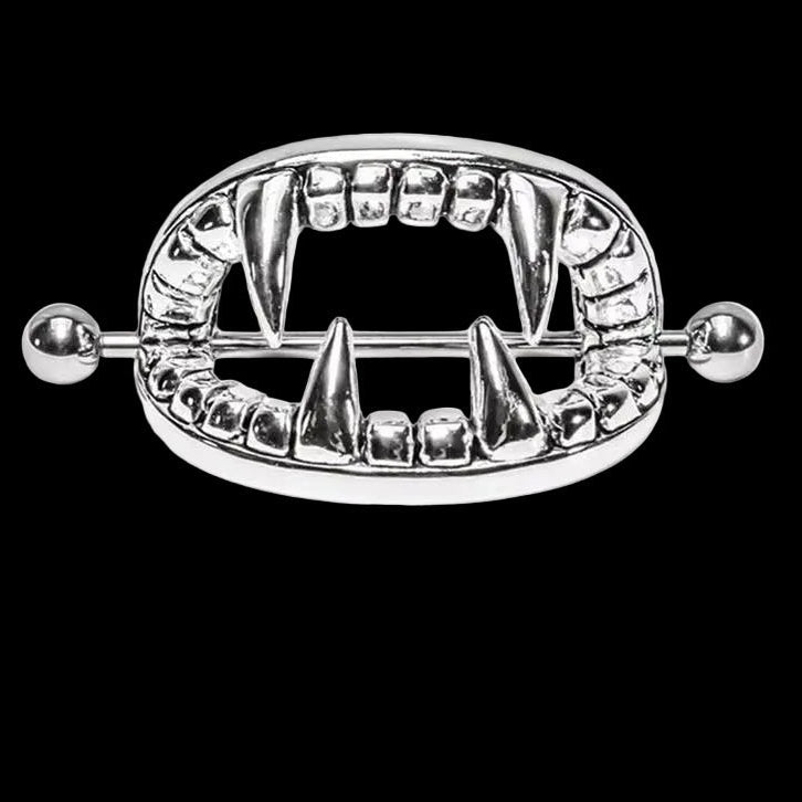 Fangs nipple piercings