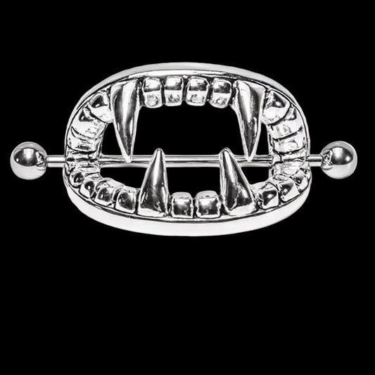 Fangs nipple piercings